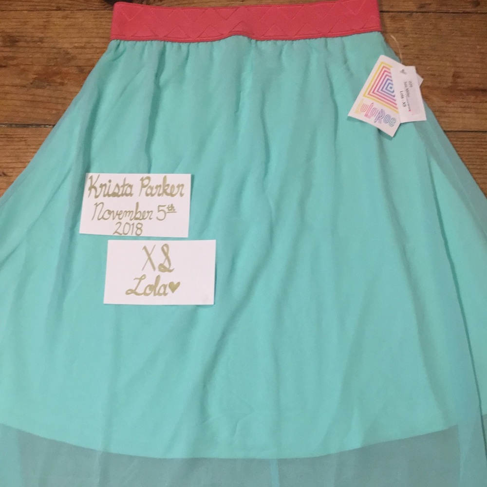 Xs Lola Skirt Solid Mint with Pink Band